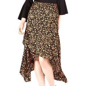 ❤️SALE❤️ Bar III NWT Black & Orange Autumn Floral Ruffle Skirt